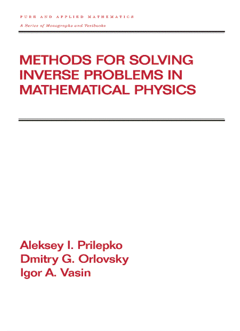 image for page Methods for Solving Inverse Problems in Mathematical Physics