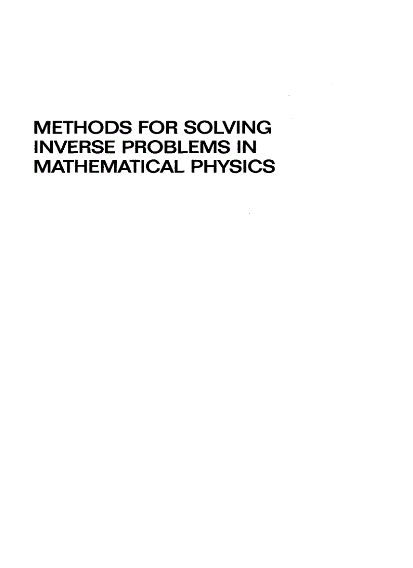 image for page Methods for Solving Inverse Problems in Mathematical Physics