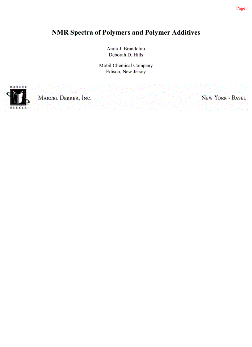 image for page NMR Spectra of Polymers and Polymer Additives