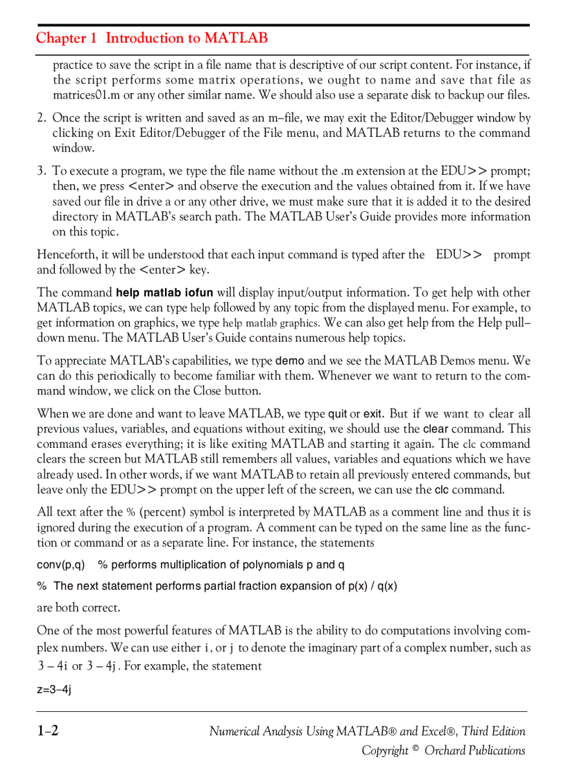 image for page Numerical Analysis Using MATLAB and Excel 3rd Edition