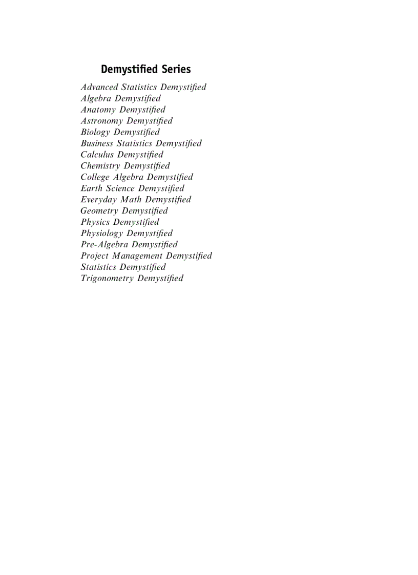 image for page Pre Algebra Demystified A Self Teaching Guide