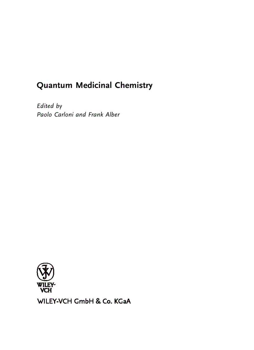 Quantum Medicinal Chemistry 1st Edition