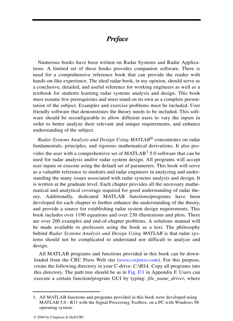 Radar Systems Analysis and Design Using MATLAB