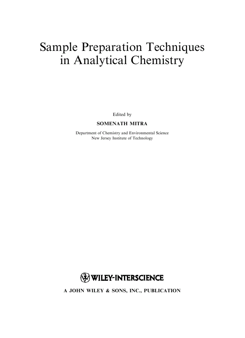 image for page Sample Preparation Techniques in Analytical Chemistry