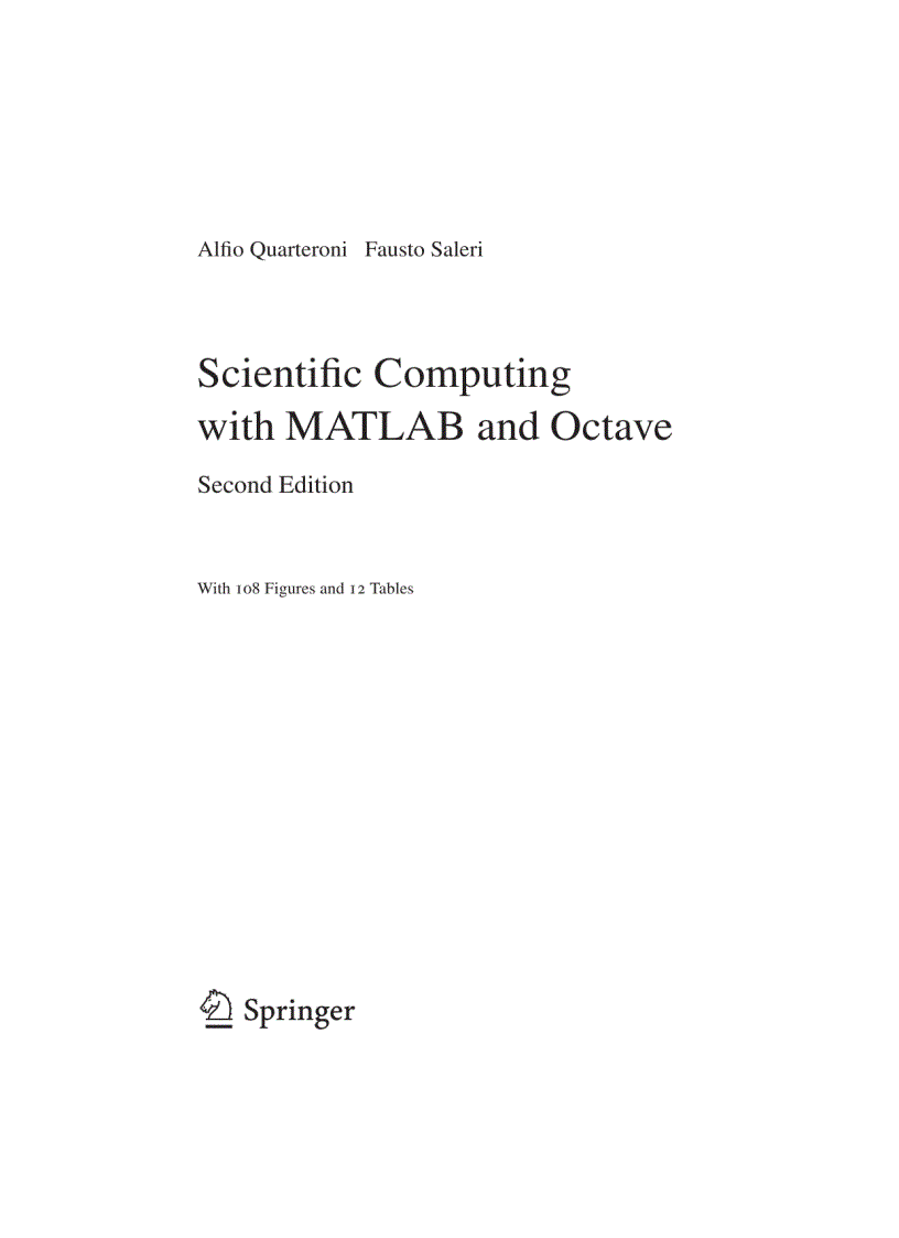 image for page Scientific Computing with MATLAB and Octave 2nd Edition