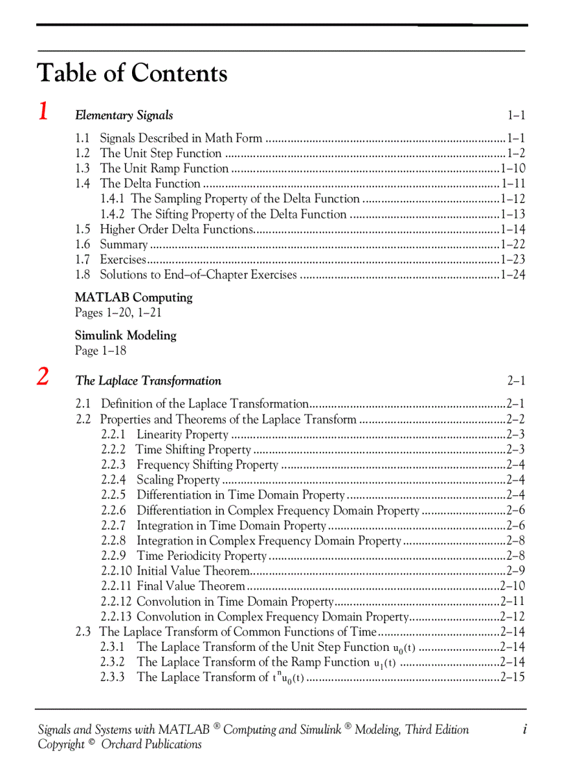 image for page Signals and Systems with MATLAB Computing and Simulink Modeling 3rd Ed