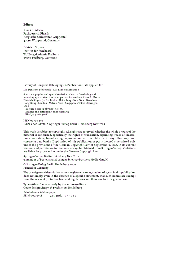 image for page Statistical Physics and Spatial Statistics