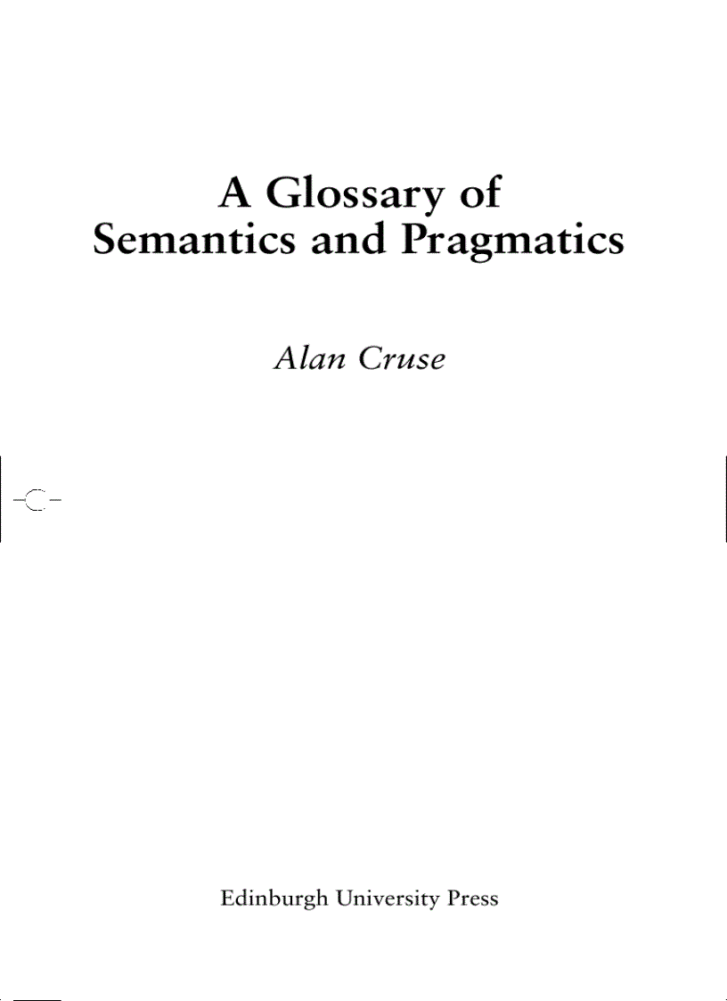 image for page A Glossary of Semantics and Pragmatics