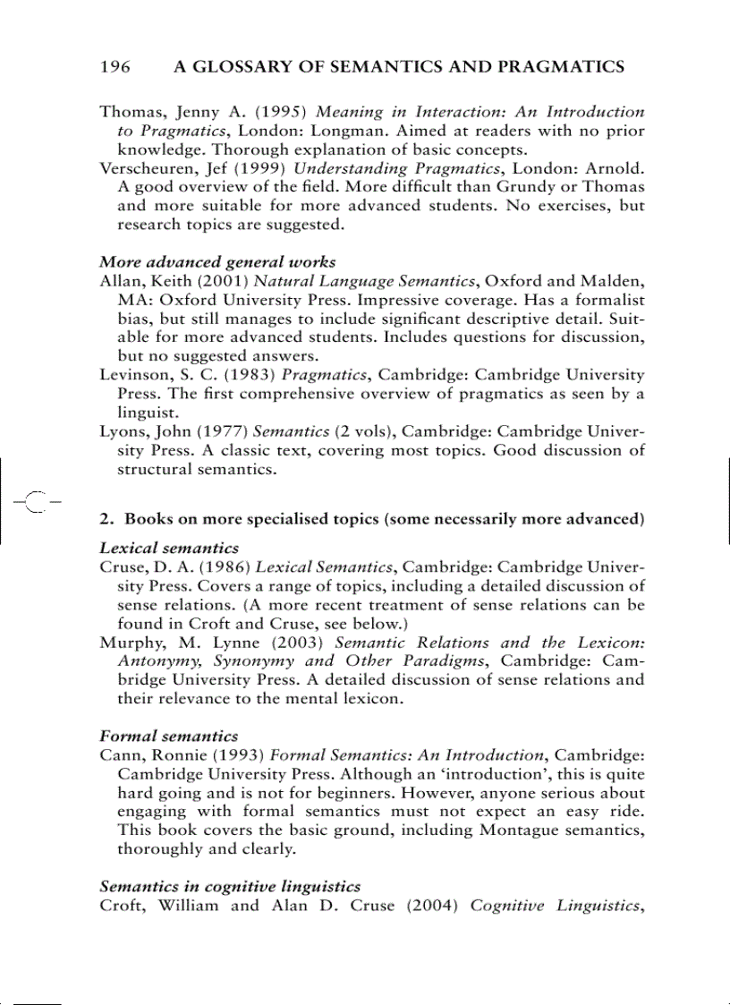 image for page A Glossary of Semantics and Pragmatics