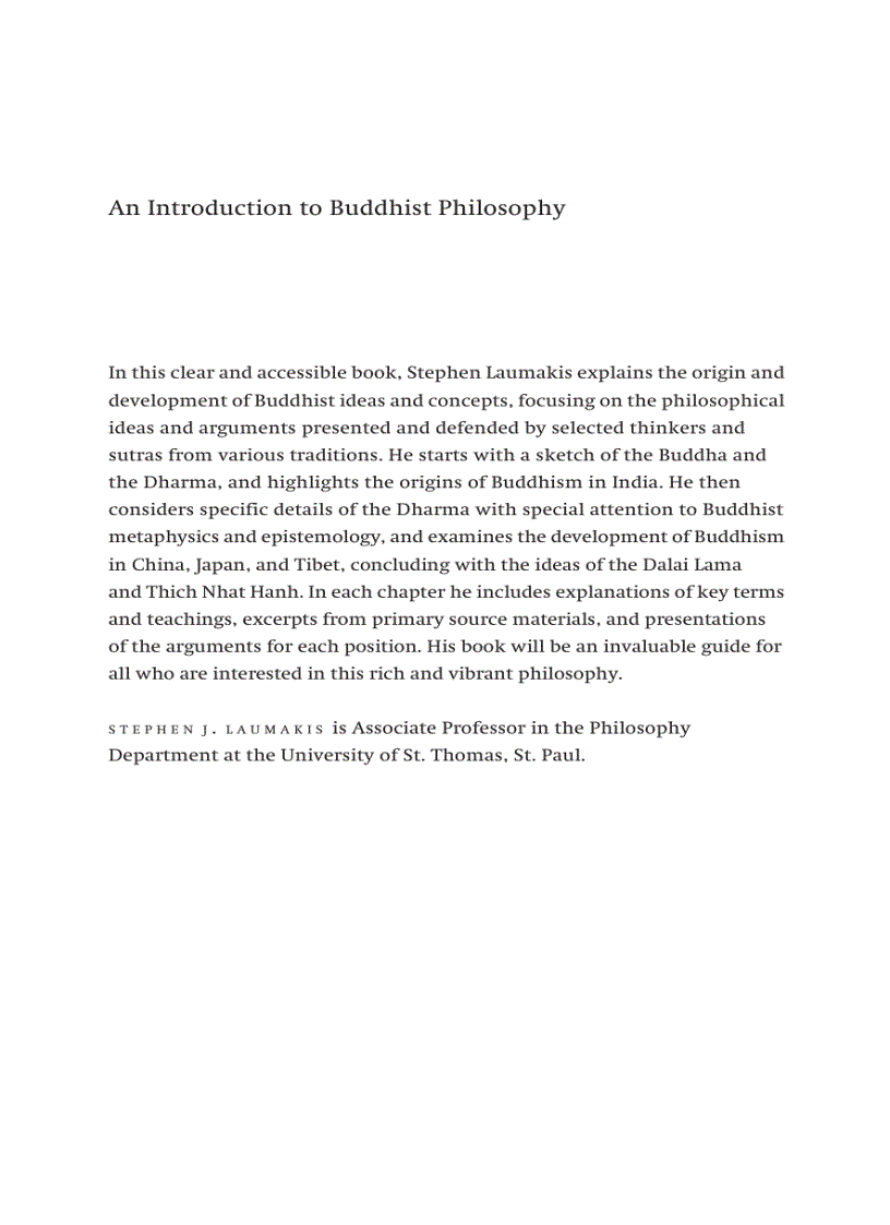 image for page An introduction to Buddhist Philosophy