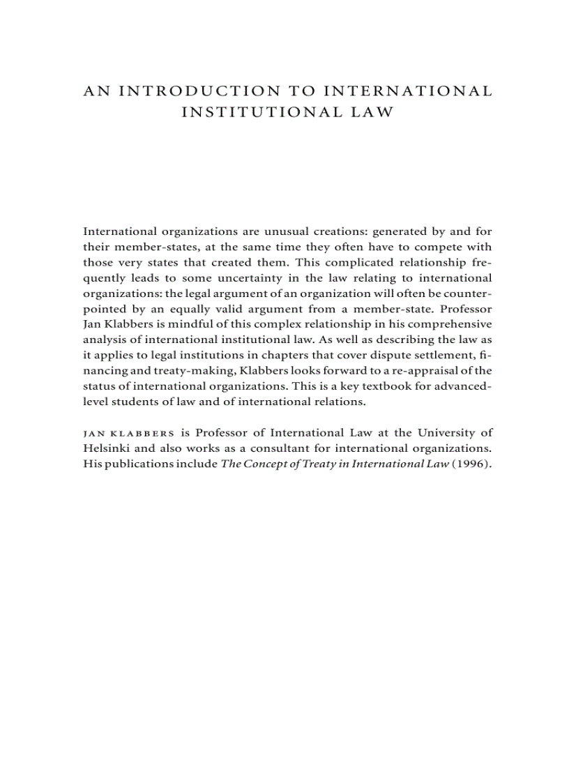An Introduction to International Institutional Law