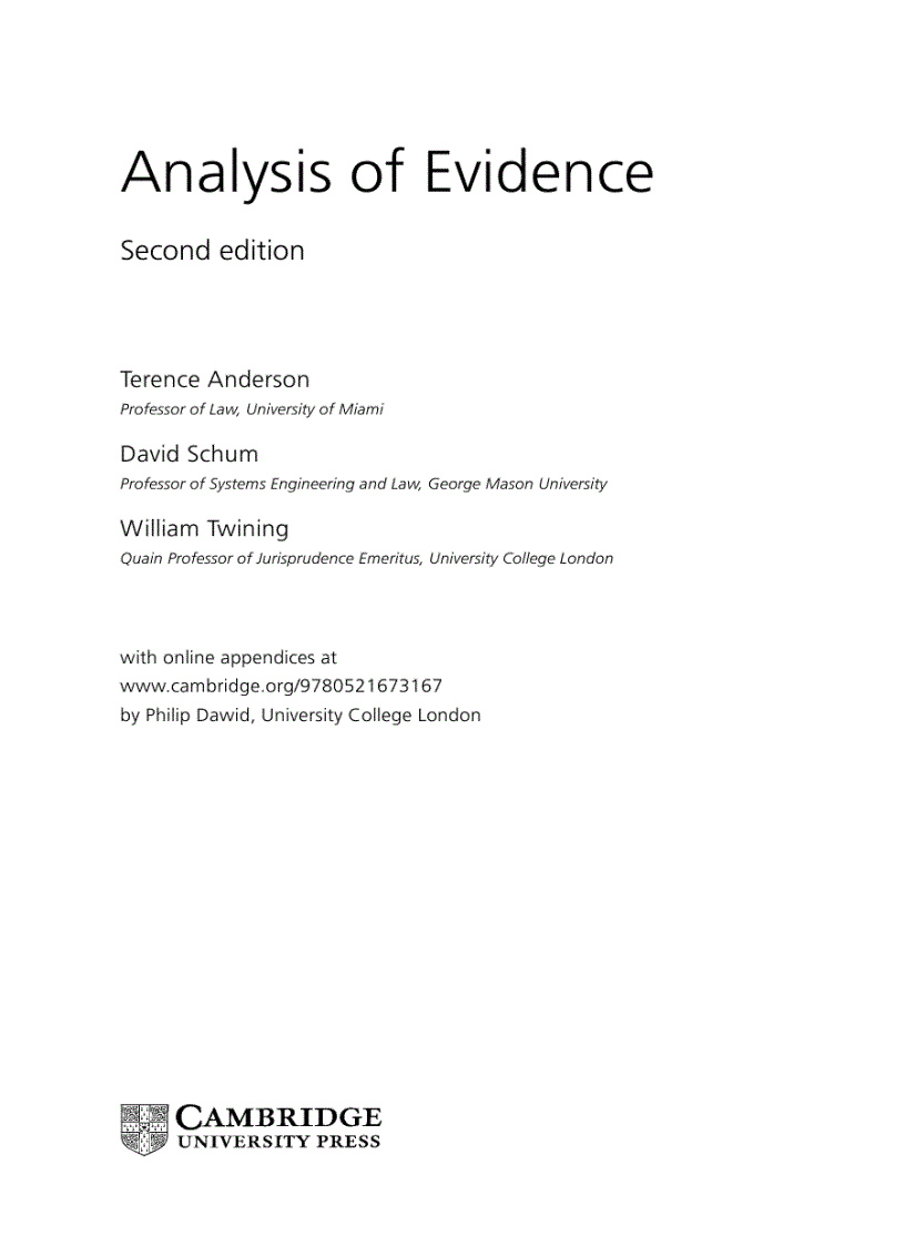 image for page Analysis of Evidence 2nd Edition