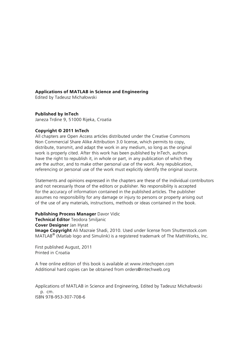 image for page Applications of MATLAB in Science and Engineering