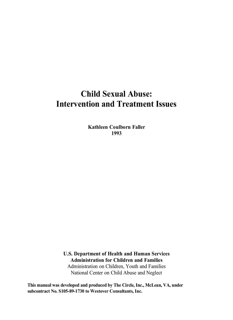 image for page Child Sexual Abuse Intervention and Treatment Issues