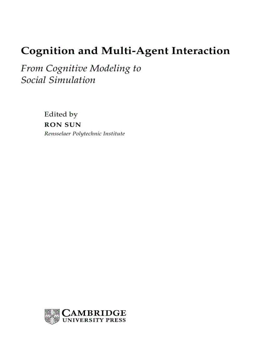 Cognition and Multi Agent Interaction
