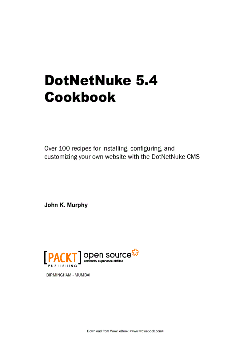 image for page DotNetNuke 5 4 Cookbook