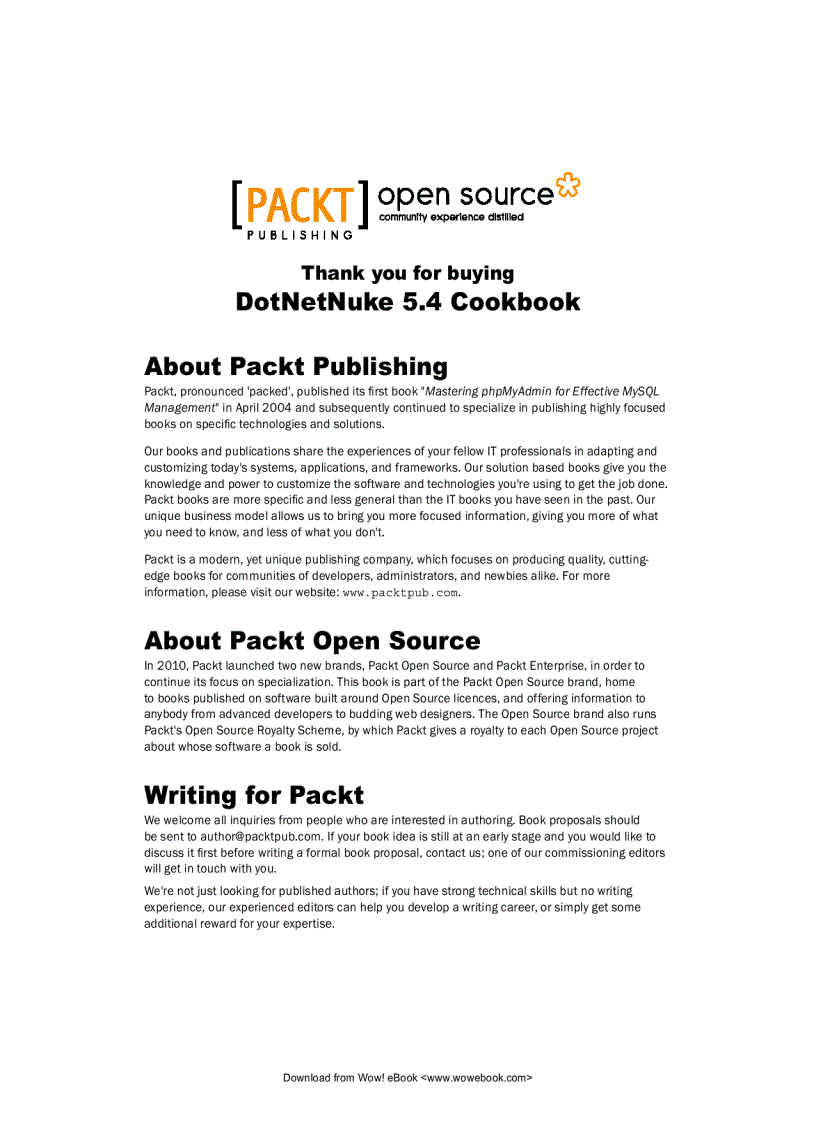 image for page DotNetNuke 5 4 Cookbook