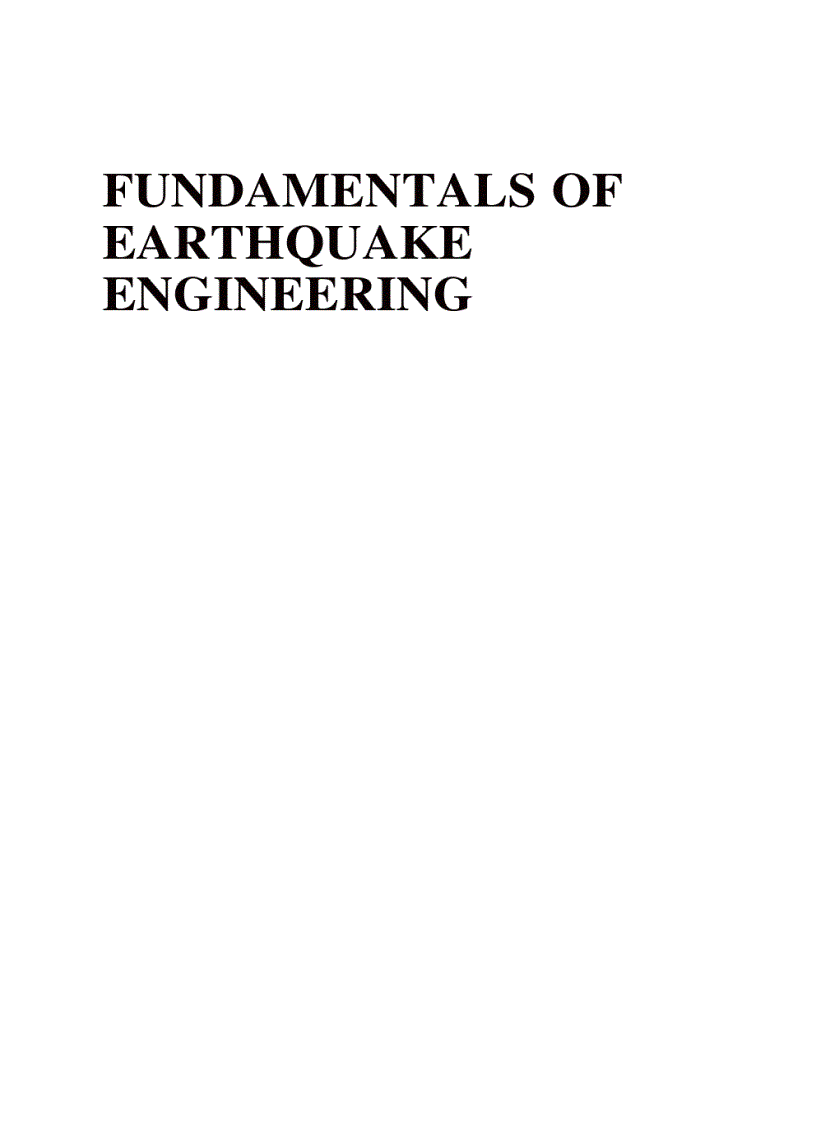 Fundamentals of Earthquake Engineering