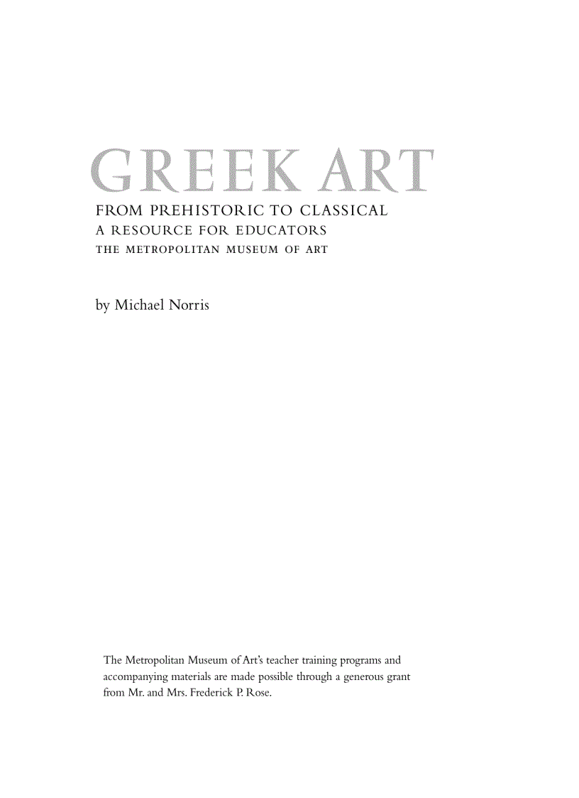 image for page Greek Art From Prehistoric to Classical