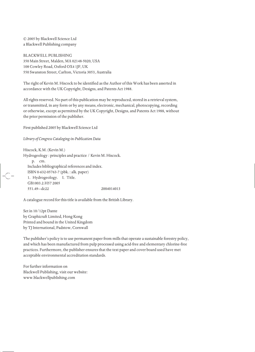 image for page Hydrogeology Principles and Practice