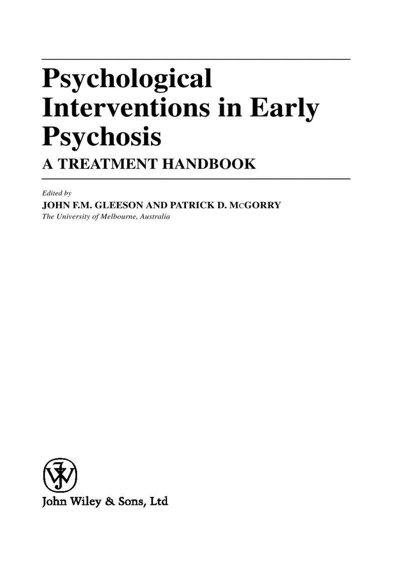 image for page Psychological Interventions in Early Psychosis