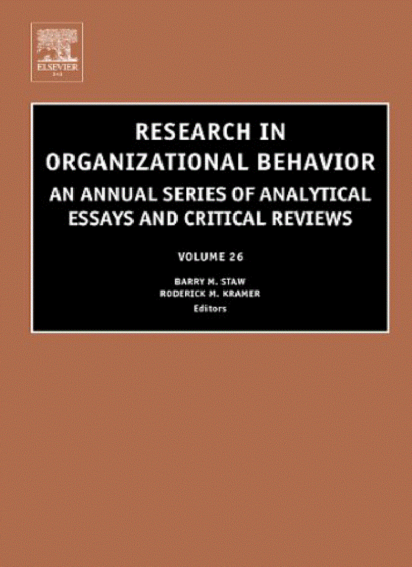 Research in Organizational Behavior Volume 26