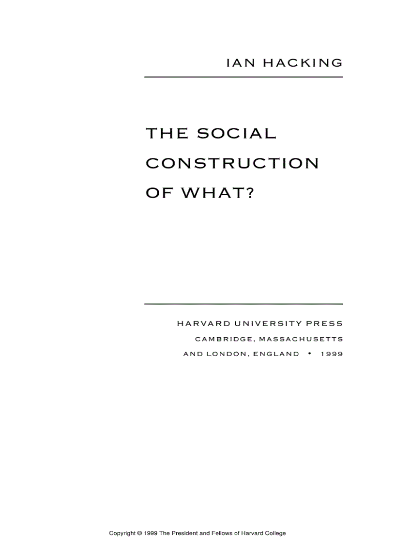 The Social Construction of What