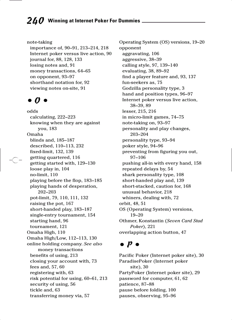 image for page Winning at Internet Poker For Dummies