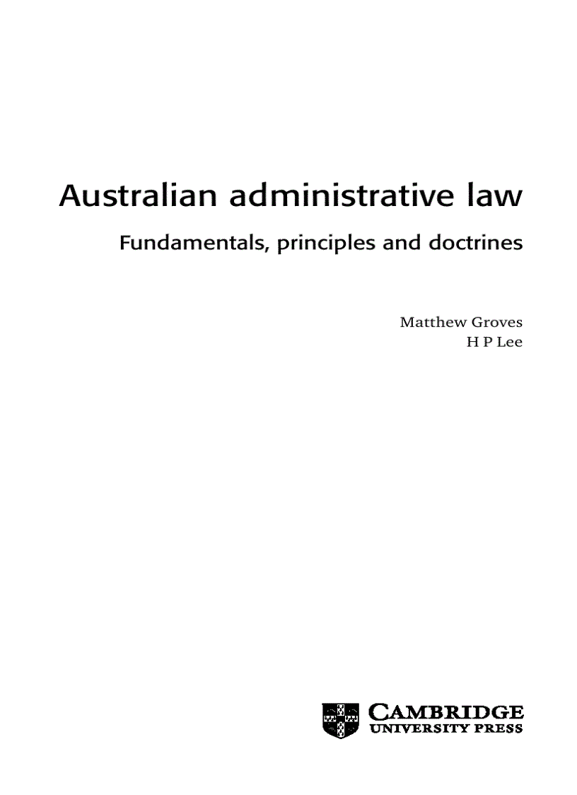 Australian Administrative Law Fundamentals