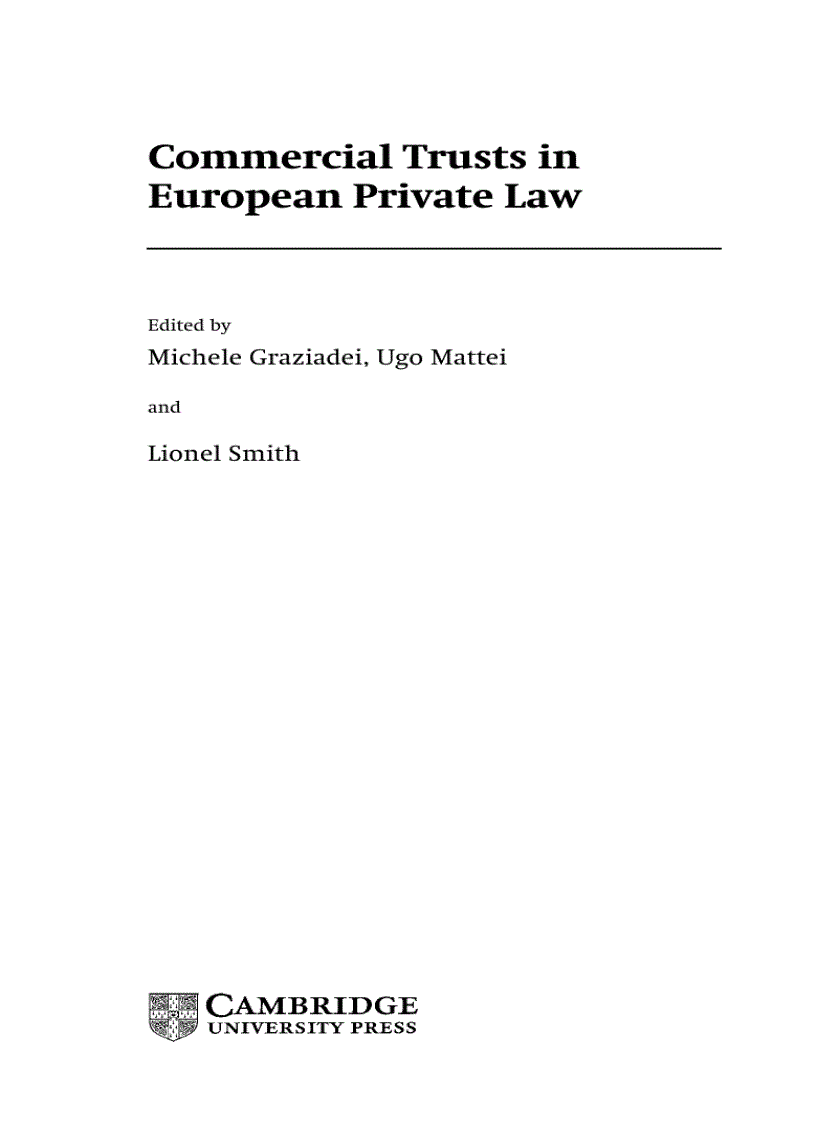 image for page Commercial Trusts in European Private Law