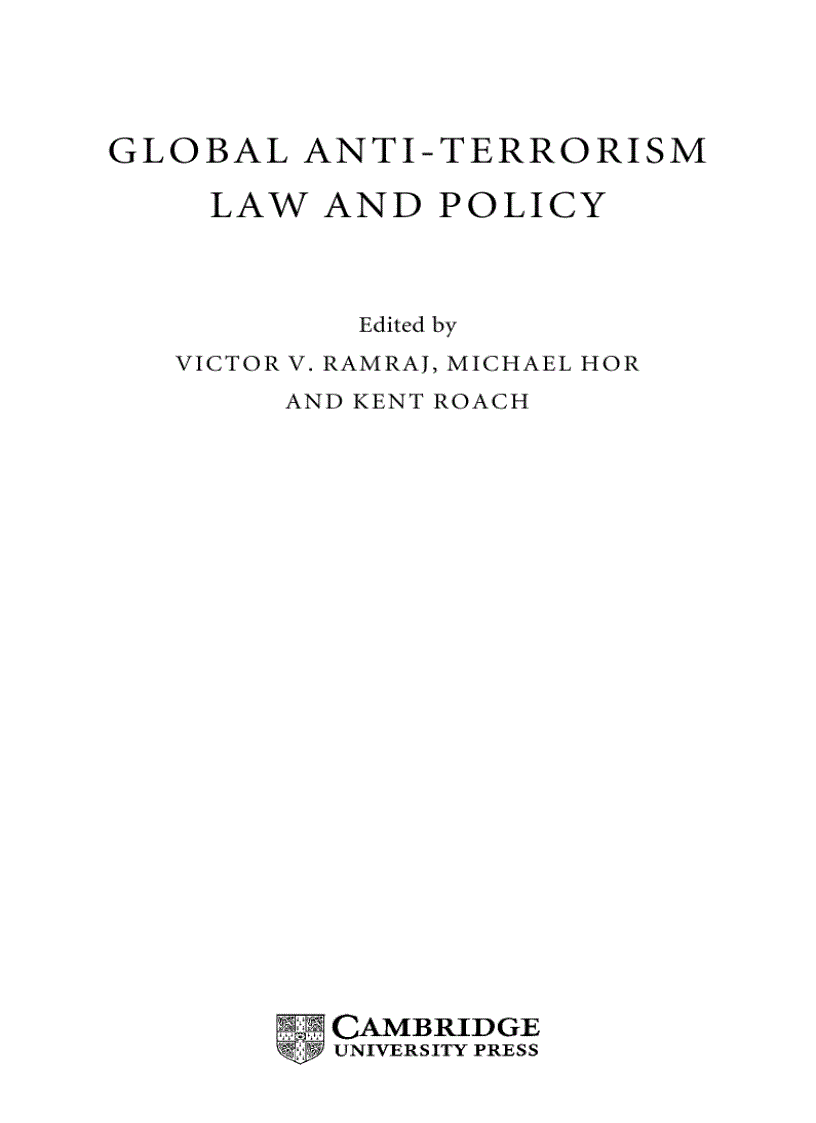 Global Anti Terrorism Law and Policy