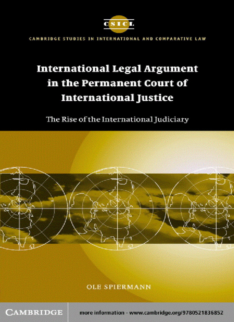 International Legal Argument in the Permanent Court of International Justice