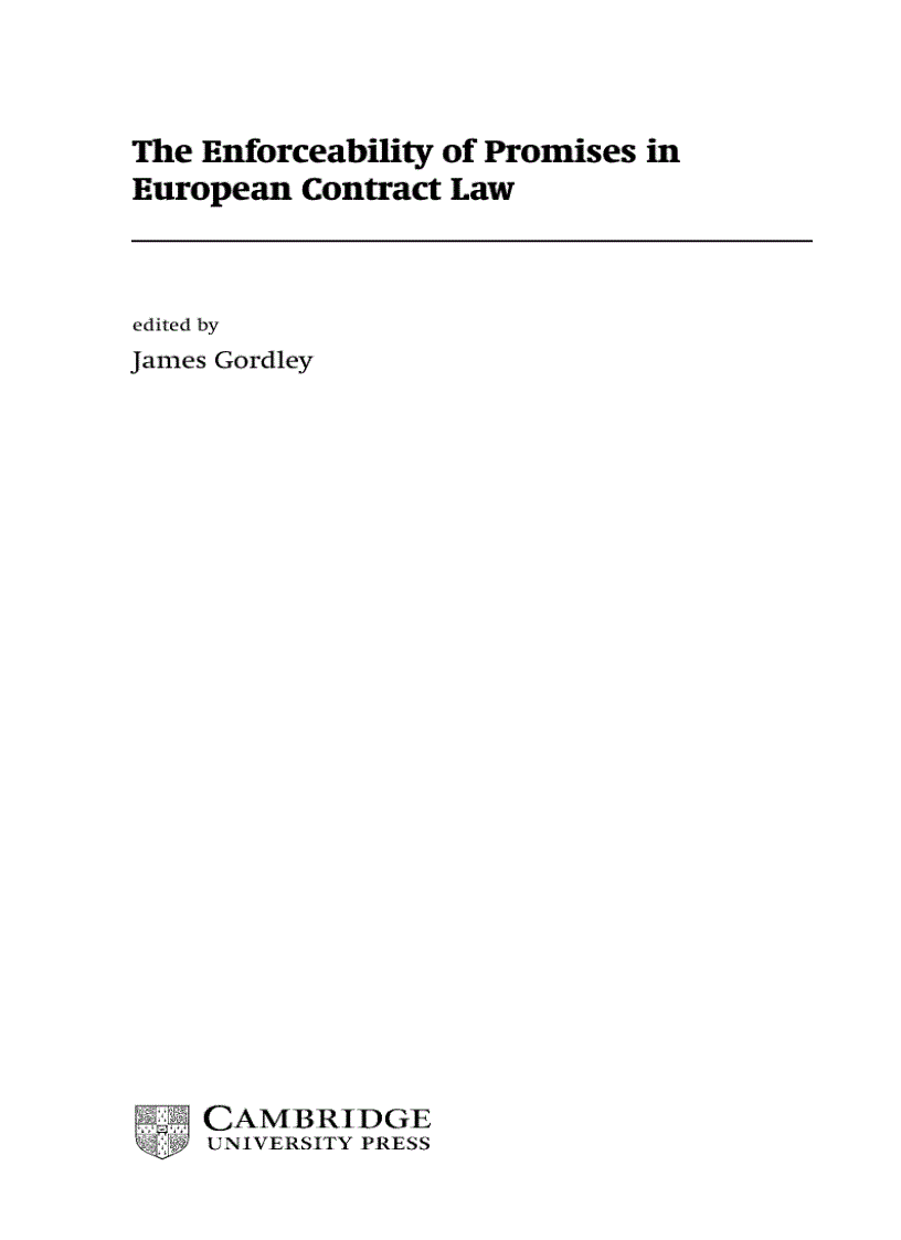 image for page The Enforceability of Promises in European Contract Law