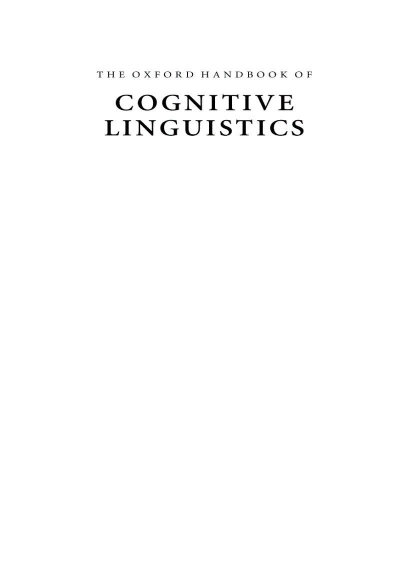 image for page The Oxford Handbook of Cognitive Linguistics