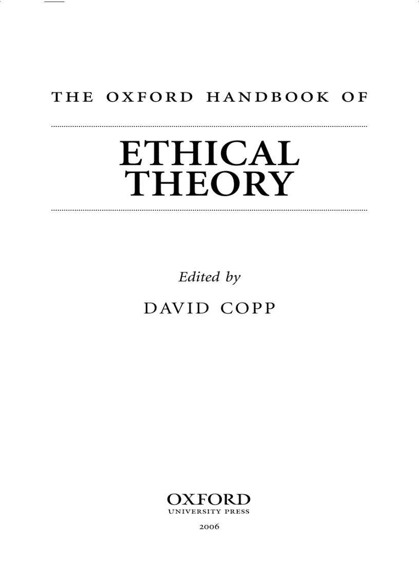 image for page The Oxford Handbook of Ethical Theory