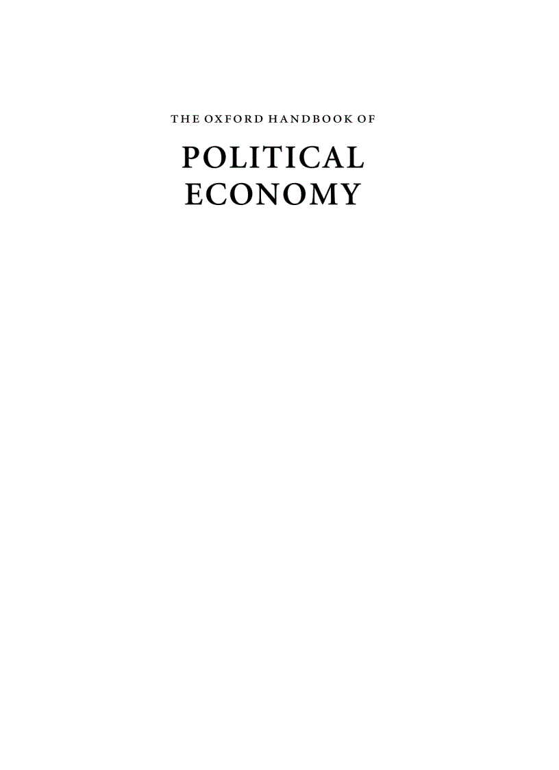 The Oxford Handbook of Political Economy