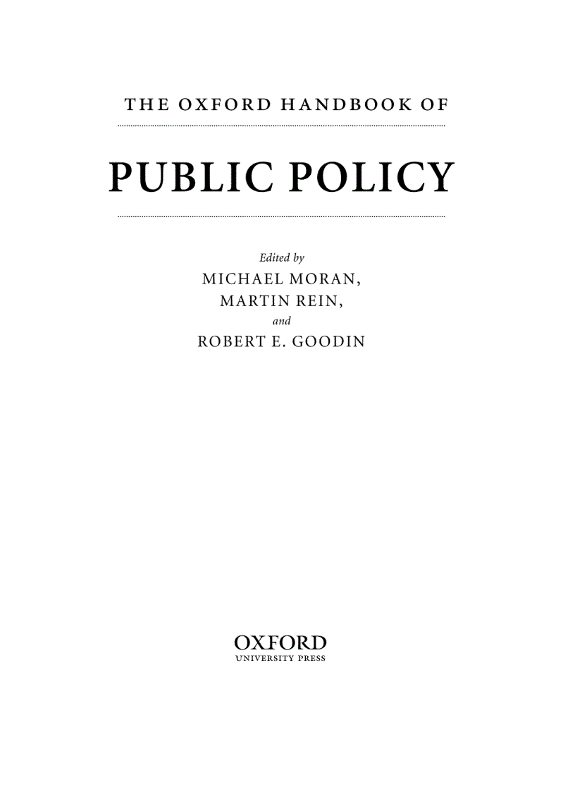 image for page The Oxford Handbook of Public Policy