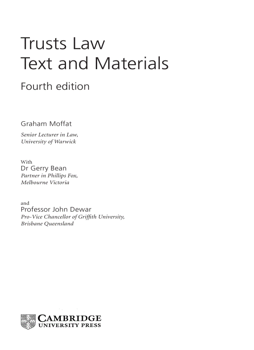 image for page Trusts Law Text and Materials 4th Edition