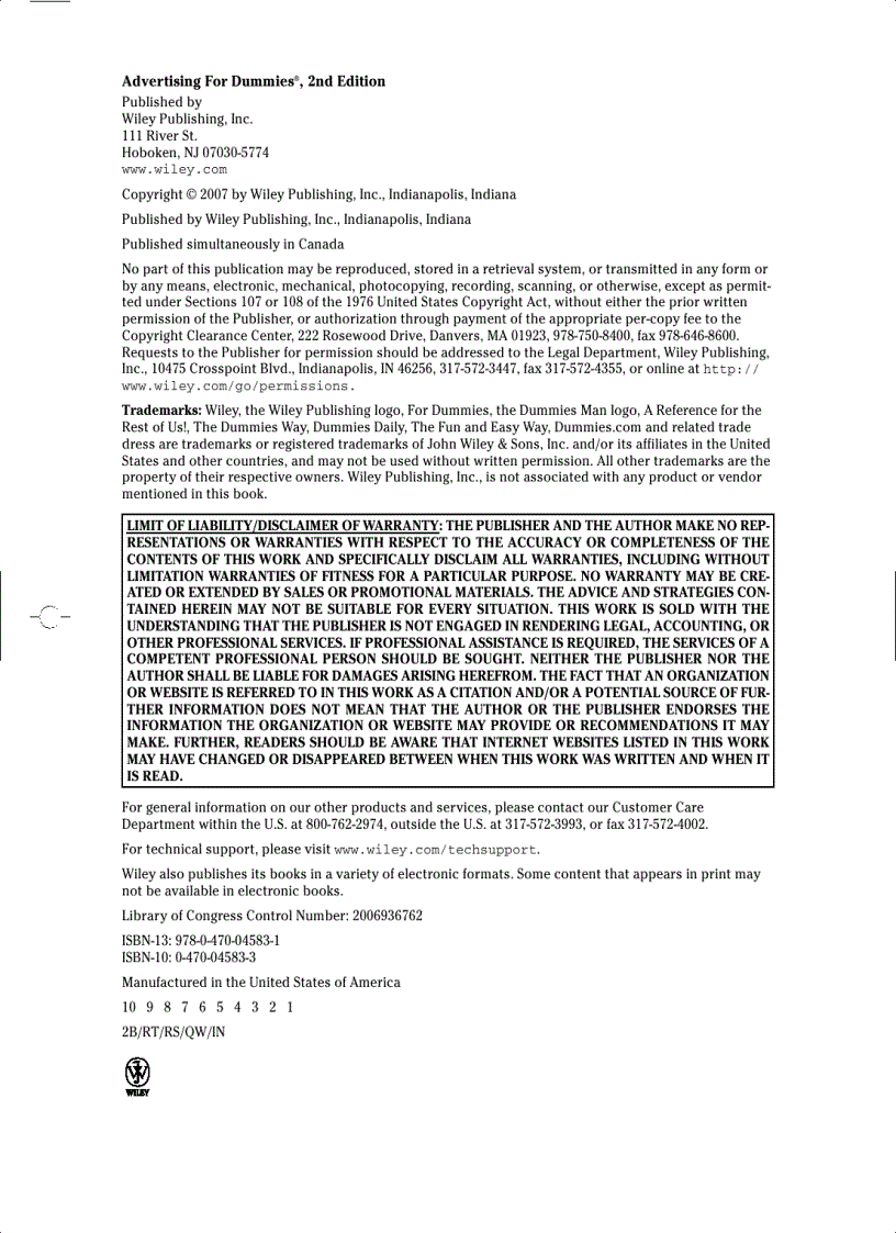 image for page Advertising For Dummies