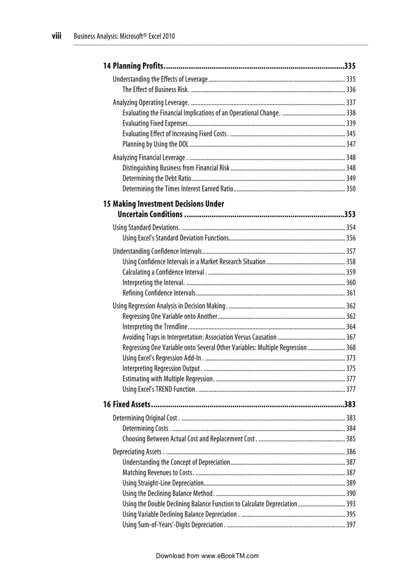 image for page Business Analysis Microsoft Excel 2010 4th Revised Edition