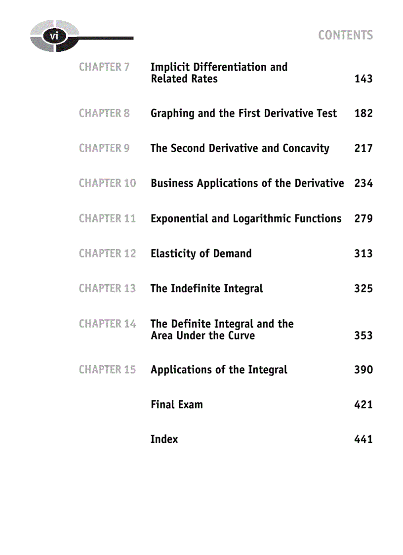 image for page Business Calculus Demystified A Self Teaching Guide 1st Edition