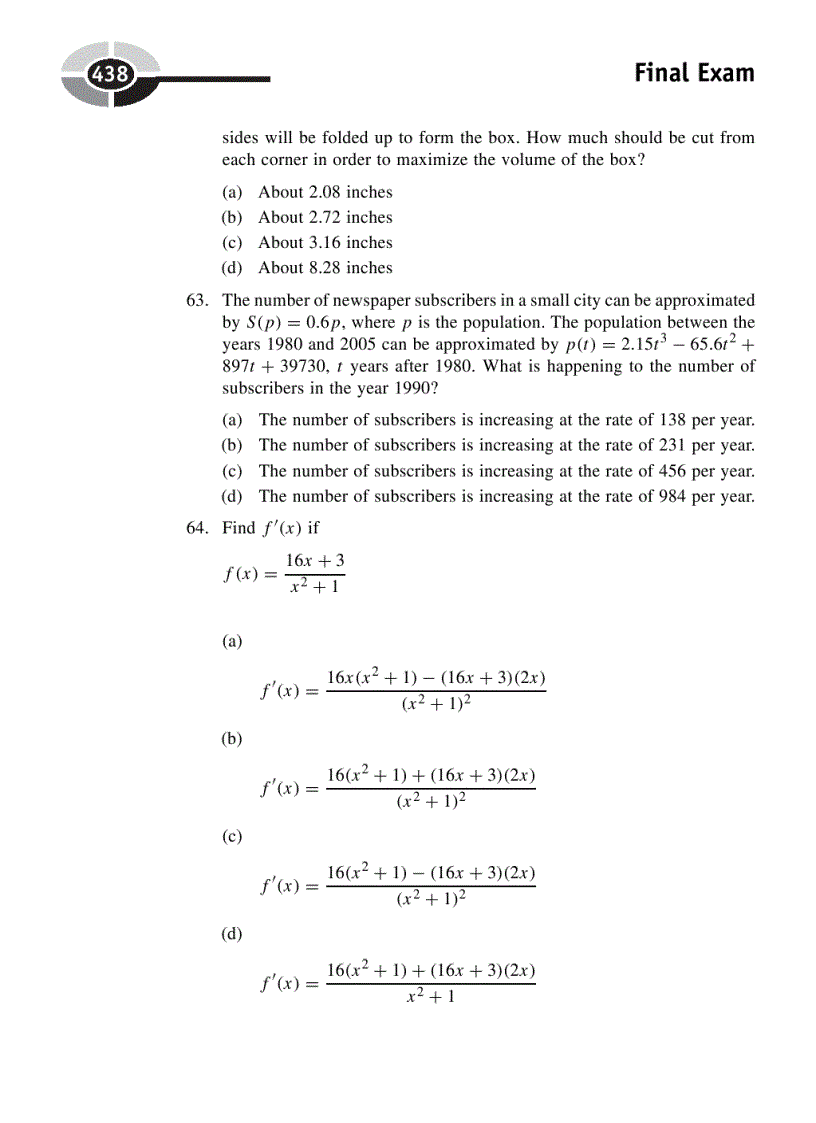 image for page Business Calculus Demystified A Self Teaching Guide 1st Edition