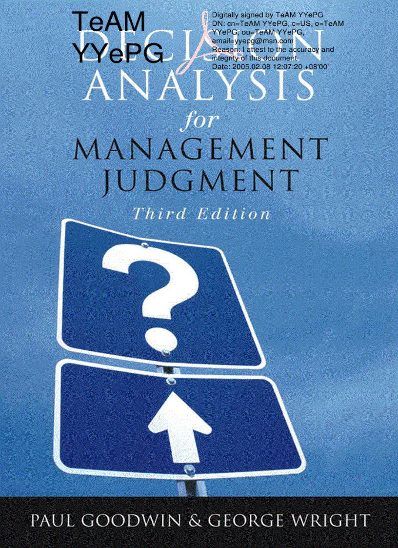image for page Decision Analysis for Management Judgment 3rd Edition