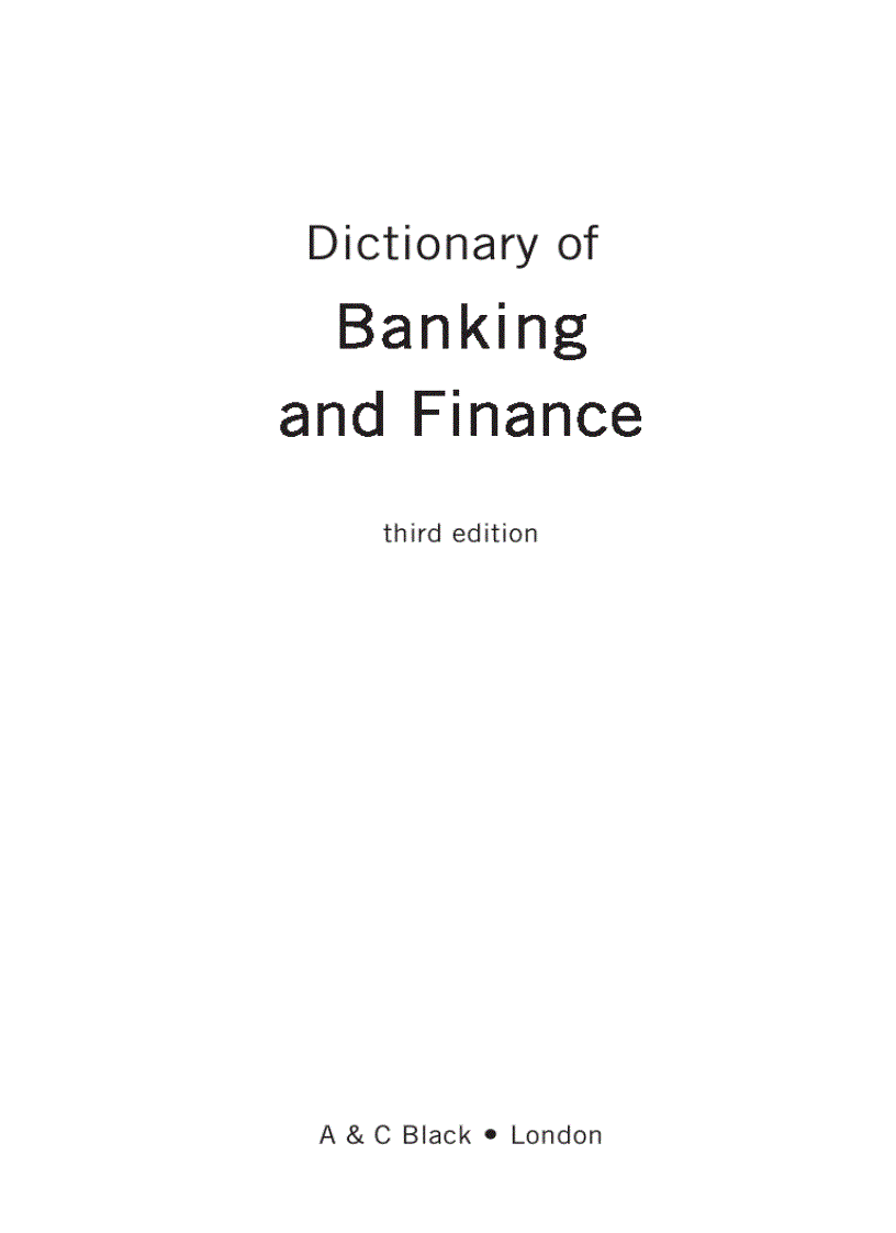 Dictionary of Banking ang Finance 3rd Edition