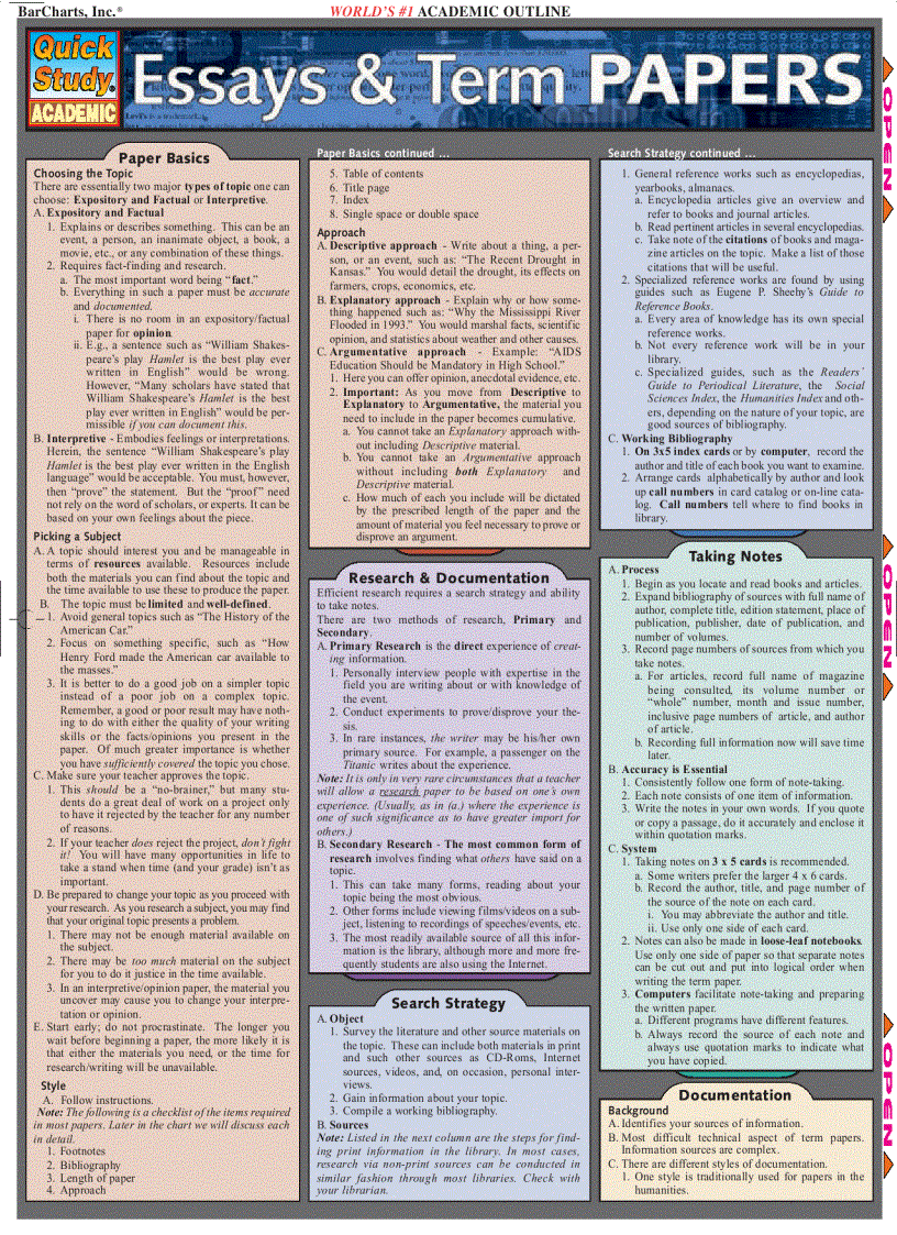 image for page Essays and Terms Papers Quickstudy Reference Guides