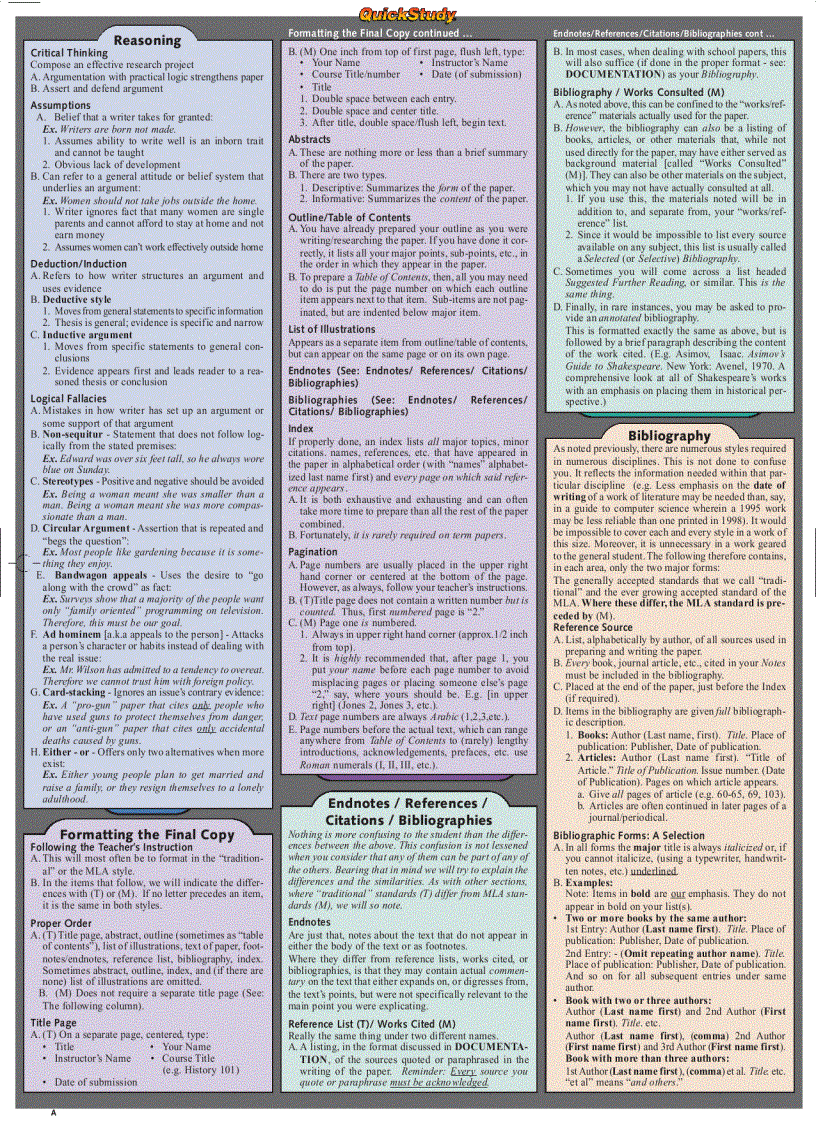 image for page Essays and Terms Papers Quickstudy Reference Guides