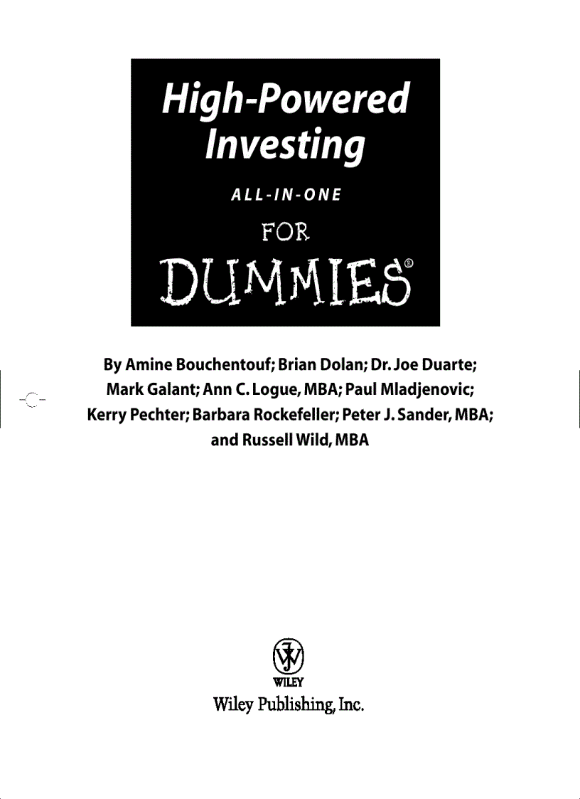 High Powered Investing All In One For Dummies