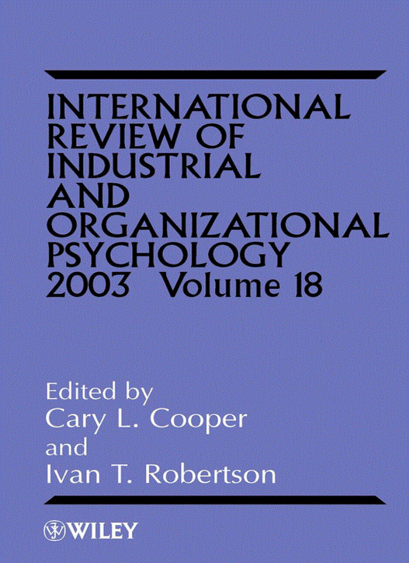 International Review of Industrial and Organizational Psychology 2003 Vol 18