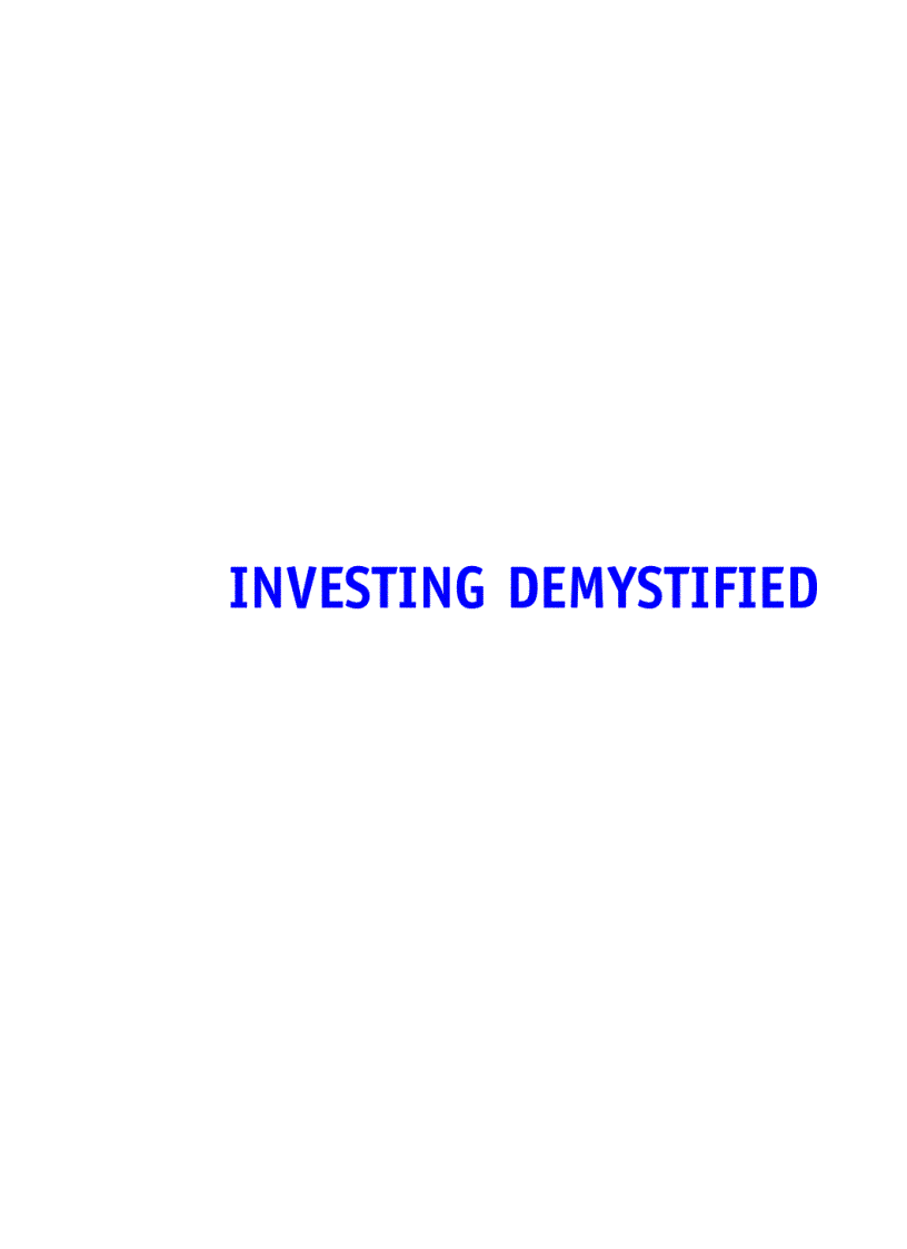 Investing Demystified A Self Teaching Guide