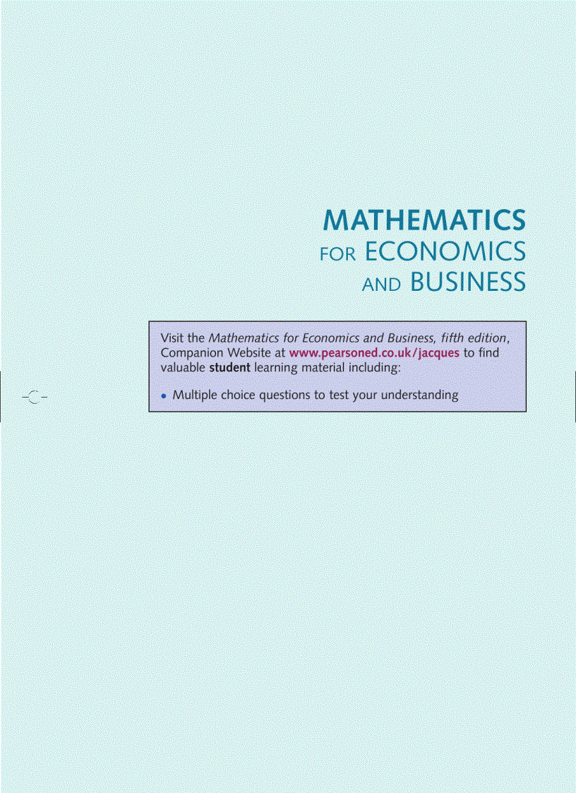 Mathematics for Economics and Business 5th Edition